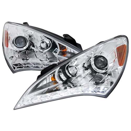 2010-2012 Hyundai Genesis Coupe Projector Headlights SMD LED Light Chrome