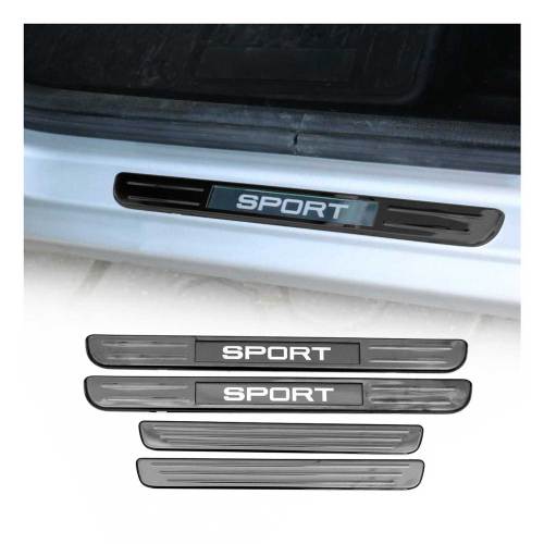 Dark Chrome Illuminated Sport Door Sill Protector Scuff Plate S. Steel 4 Pcs