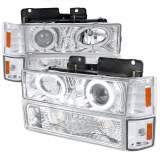1994-1999 GMC C/K C10 Sierra Dual Halo Headlights Bumper&Corner Signal