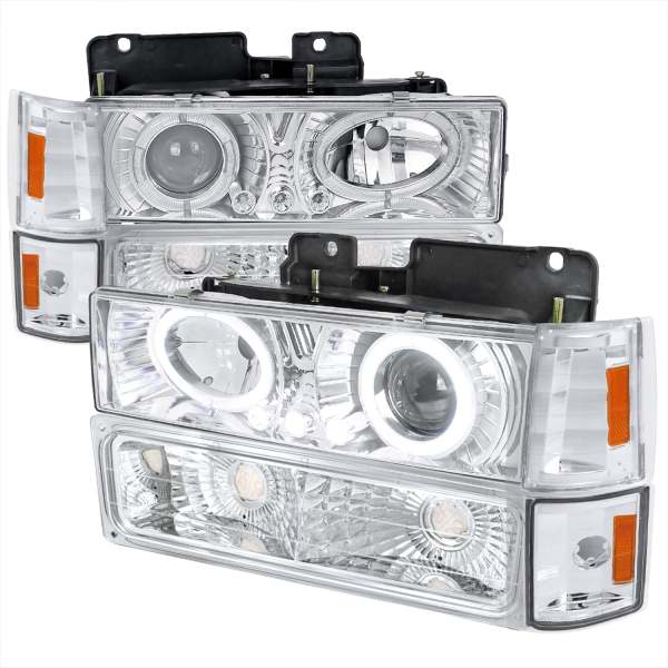 1994-1999 GMC C/K C10 Sierra Dual Halo Headlights Bumper&Corner Signal