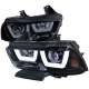 2011-2014 Dodge Charger Dual LED U-Bar Projector Headlights Glossy Black/Smoke