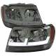 1999-2004 Jeep Grand Cherokee Factory Dual LED Bar Headlights Chrome/Smoke