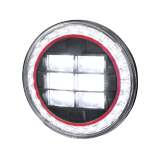 Universal 7 Round Cree LED Red Rim Halo Projector Headlight - 1PC Matt Black