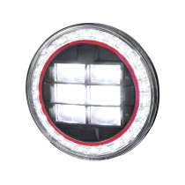 Universal 7 Round Cree LED Red Rim Halo Projector Headlight - 1PC Matt Black