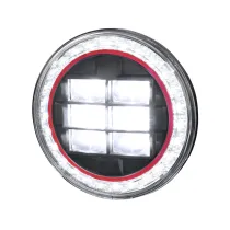 Universal 7 Round Cree LED Red Rim Halo Projector Headlight - 1PC Matt Black