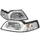1999-2004 Ford Mustang LED Bar Factory Headlights Amber Reflector Chrome
