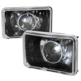 Universal 4x6 H4 Projector Headlights Matte Black Housing/Glass Lens