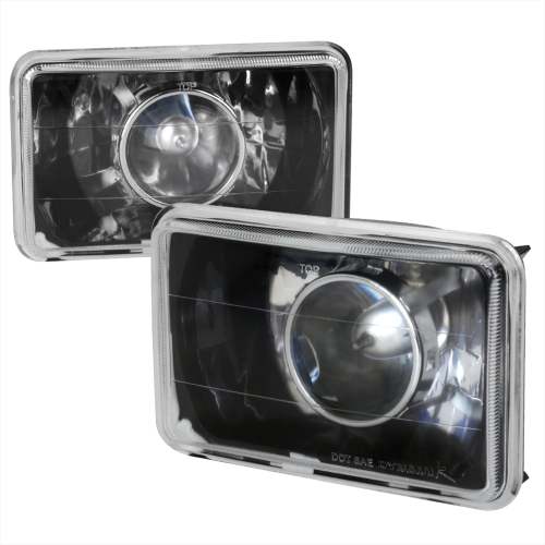 Universal 4x6 H4 Projector Headlights Matte Black Housing/Glass Lens