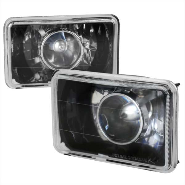 Universal 4x6 H4 Projector Headlights Matte Black Housing/Glass Lens