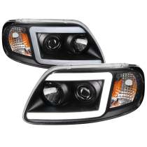1997-2004 Ford F-20150 / 1997-2002 Expedition LED C-Bar Projector Headlights Black