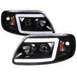 1997-2004 Ford F-20150 / 1997-2002 Expedition LED CBar Projector Headlights Black