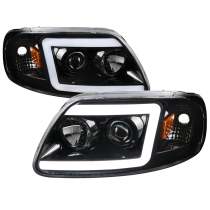 1997-2004 Ford F-20150 / 1997-2002 Expedition LED CBar Projector Headlights Black