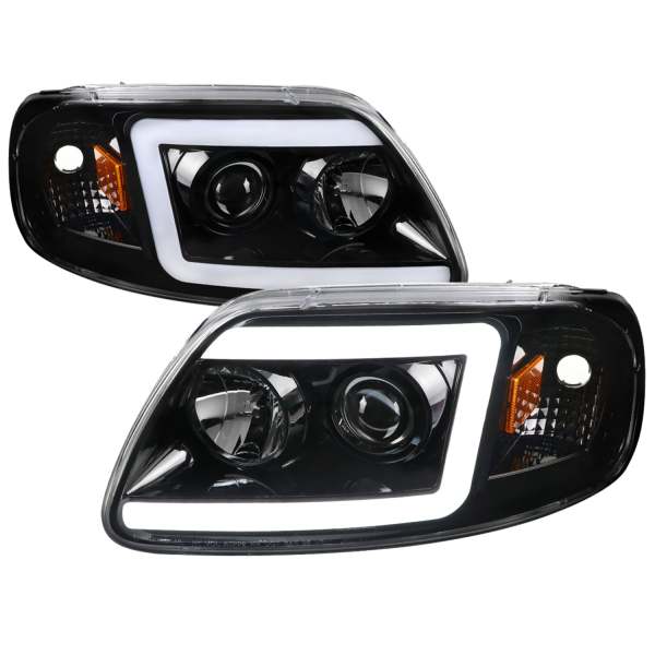1997-2004 Ford F-20150 / 1997-2002 Expedition LED CBar Projector Headlights Black