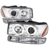 1999-2006 GMC Sierra/Yukon XL/SLT Dual Halo Headlights&Bumper Lights Chrome