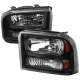 2005-2007 Ford F-250/350/450/550/Excursion Crystal Headlights Matt Black/Clear