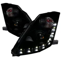 2006-2009 Nissan 350Z SMD LED Light Strip Projector Headlights Black/Smoke