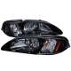 1994-1998 Ford Mustang 1PC Crystal Headlights w/Amber Reflectors Chrome/Smoke