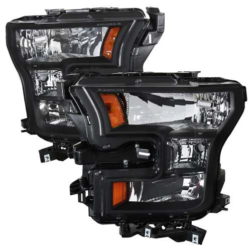 2015-2017 Ford F-20150 Replacement Factory Style Headlights Matte Black/Clear