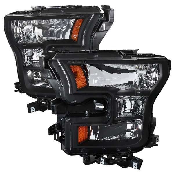2015-2017 Ford F-20150 Replacement Factory Style Headlights Matte Black/Clear