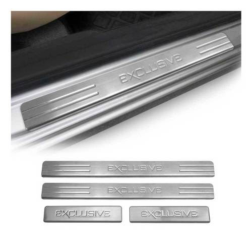 Jeep Door Sill Scuff Plate Scratch Protector Exclusive Stainless Steel Silver 4 Pcs