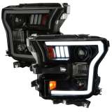 2015-2017 Ford F-20150 LED Bar Projector Headlights Black Housing/Smoke Lens