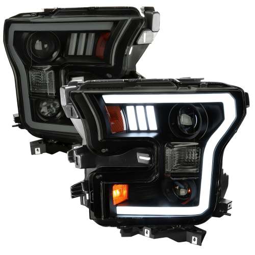 2015-2017 Ford F-20150 LED Bar Projector Headlights Black Housing/Smoke Lens
