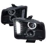 2005-2009 Ford Mustang Halo Projector Headlights LED Light Strip Black/Smoke