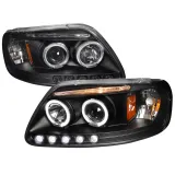 1997-2004 Ford F-20150 / 1997-2002 Expedition Dual Halo Projector Headlights Black