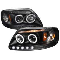 1997-2004 Ford F-20150 / 1997-2002 Expedition Dual Halo Projector Headlights Black
