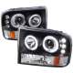 1999-2004 Ford Excursion F-250 F-350 F-450 F-550 Dual Halo Headlights Black