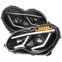 2001-2007 Mercedes W203 C Class Sedan Headlights LED Light&LED Signal Black