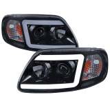 1997-2004 Ford F-20150 / 1997-2002 Expedition LED C-Bar Projector Headlights Smoke