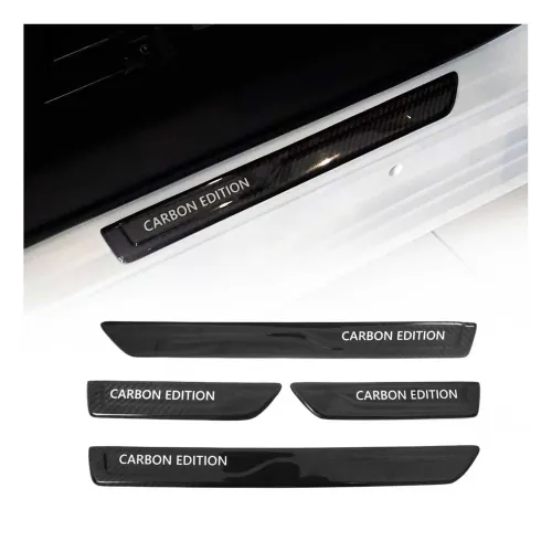 Smart Door Sill Scuff Plate Scratch Protector Carbon Fiber Edition 4 Pcs