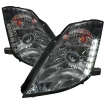 2003-2005 Nissan 350Z Projector Headlights w/ SMD LED Light Strip Chrome/Smoke