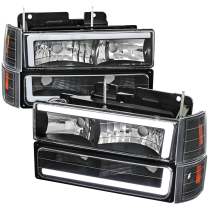 1994-1998 GMC C10 / C/K / Suburban Sierra Yukon Headlights LED Lights Black