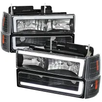 1994-1998 GMC C10 / C/K / Suburban Sierra Yukon Headlights LED Lights Black