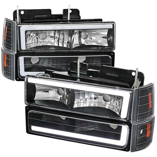 1994-1998 GMC C10 / C/K / Suburban Sierra Yukon Headlights LED Lights Black