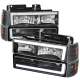 1994-1998 GMC C10 / C/K / Suburban Sierra Yukon Headlights LED Lights Black