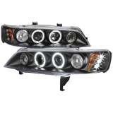 1994-1997 Honda Accord Dual Halo Projector Headlights Matte Black/Clear Lens