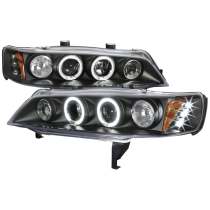 1994-1997 Honda Accord Dual Halo Projector Headlights Matte Black/Clear Lens