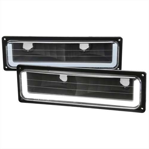 1988-1998 Chevy C10 GMC C/K LED Strip Bumper Corner Signal Lights Matt Black