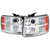 2007-2013 Chevy Silverado 1500 2500HD 3500HD Headlights LED Light Bar Chrome