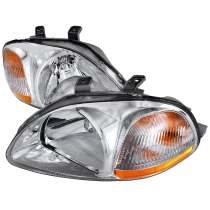 1996-1998 Honda Civic Crystal Headlights Chrome Housing/Clear Lens