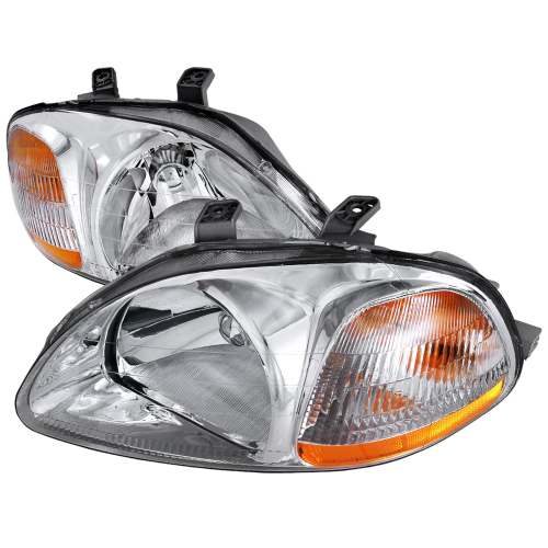 1996-1998 Honda Civic Crystal Headlights Chrome Housing/Clear Lens