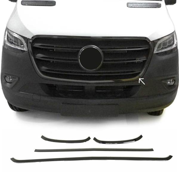 2019-2025 Mercedes Sprinter W907 910 Front Bumper Grill Trim Stainless Steel Dark 4x