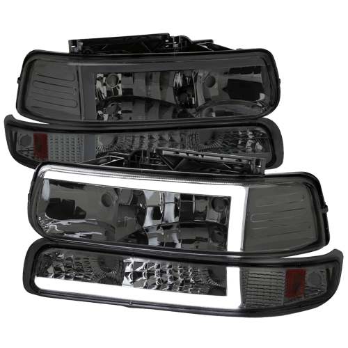 1999-2002 Chevy Silverado 1500 2500/Tahoe Suburban LED Headlights Chrome&Smoke
