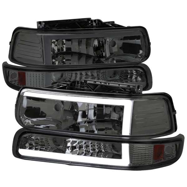 1999-2002 Chevy Silverado 1500 2500/Tahoe Suburban LED Headlights Chrome&Smoke