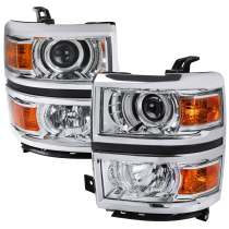 2014-2015 Chevy Silverado 1500 Projector Headlights Chrome/Clear Lens