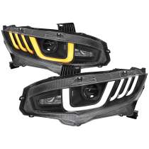 2016-2021 Honda Civic Projector Headlights LED Sequential Turn Signal Black