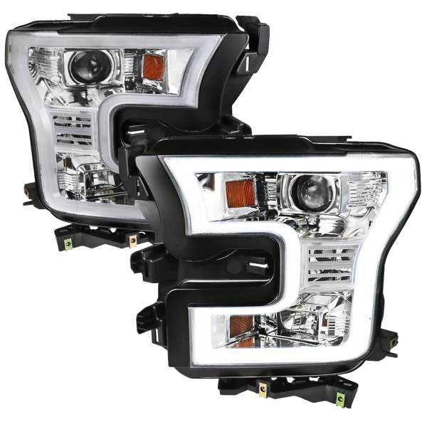 2015-2017 Ford F-20150 LED Bar Projector Headlights Chrome Housing/Clear Lens